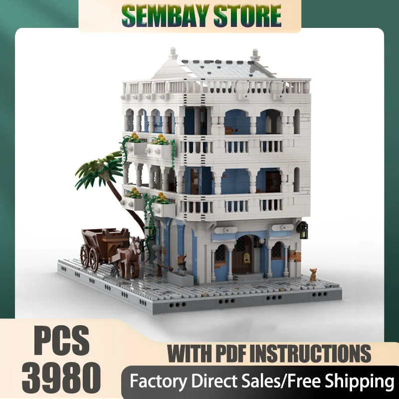 القراصنة القلعة نموذج Moc بناء الطوب وحدات القراصنة الفرنسية فندق البيت التكنولوجيا كتل عيد الميلاد لتقوم بها بنفسك لعبة هدية البناء #1