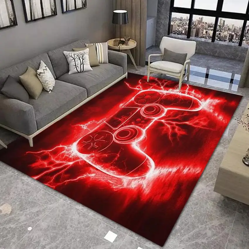 Lightning Game Controller Rug for Room Gamer Rug Controller Carpet for Game Room Bedroom Decor Non-slip Machine Washab Mat