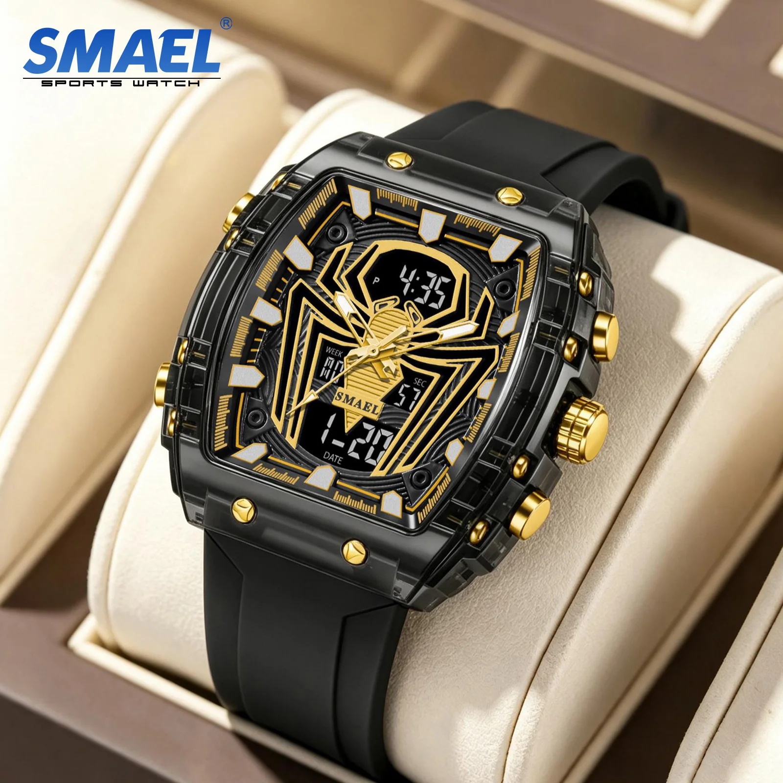 SMAEL 8116 Men's Military Sport Dual Display Watch - Waterproof LED Alarm Chronograph Stopwatch Dual Time