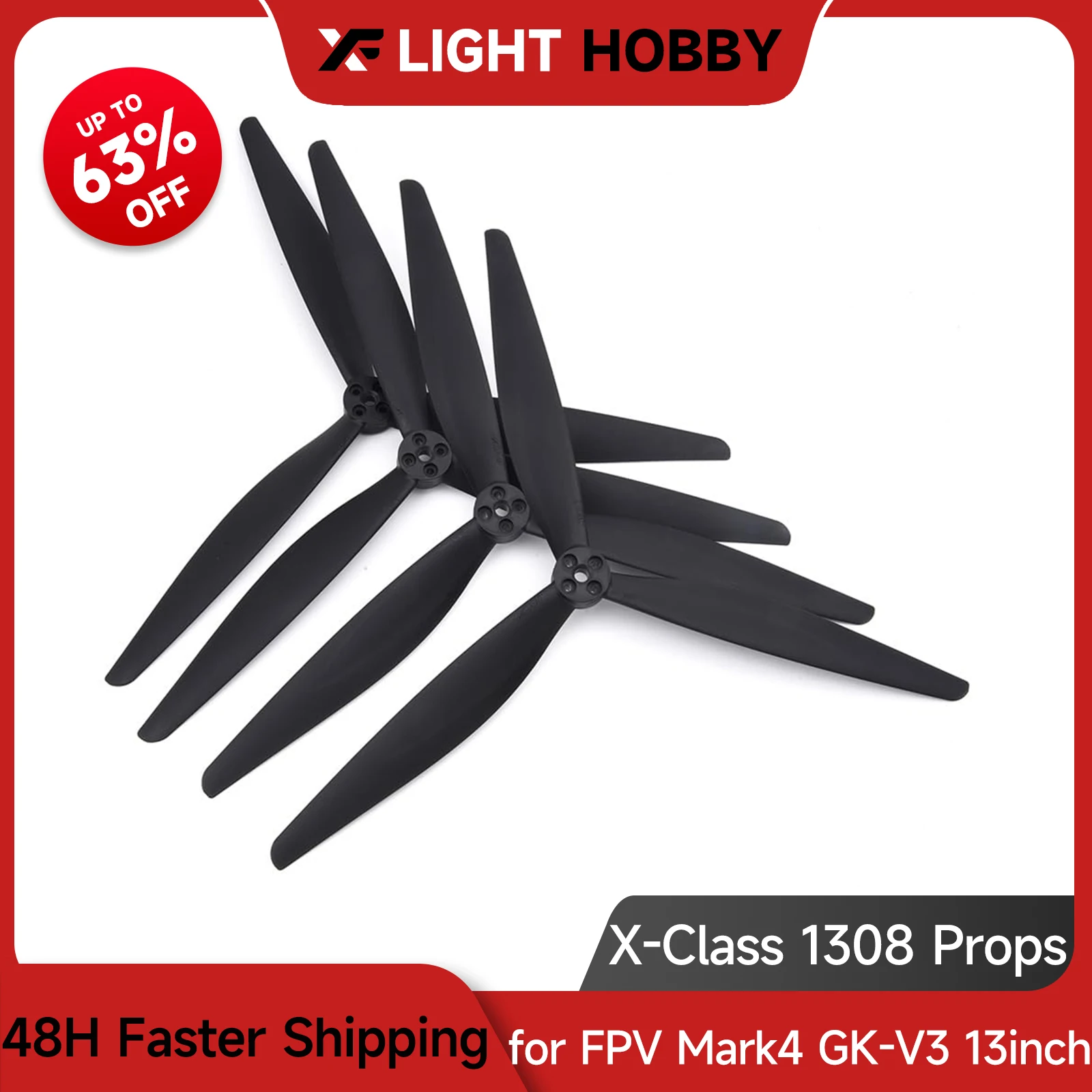 

XFlight Hobby 2Pair 1308 3-Blade Propellers CW CCW 13 Inches FPV Props 13X8X3 X-CLASS for Mark V2 Long Range Freestyle FPV Drone
