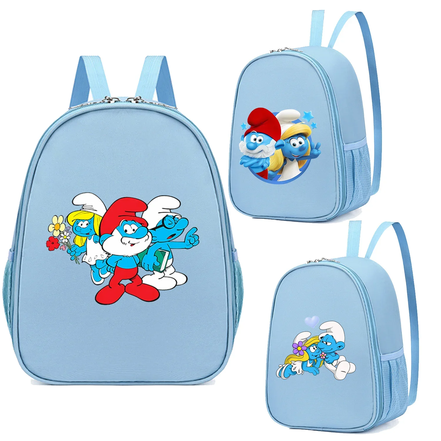 Smurfs Kids Backpack Cartoon Printed Single Layer Kindergarten Schoolbag Infant Lightweight Student Supplies Bags Birthday Gift