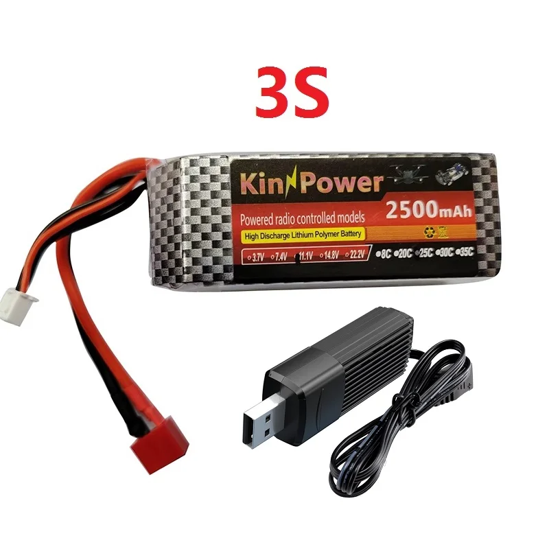 Akumulator litowo-jonowy 2S 7,4 V 2000 mAh / ulepszony akumulator Lipo 3S 11,1 V 3200 mAh / USB Do części samochodowych MJX Hyper Go14301 14302 1/14