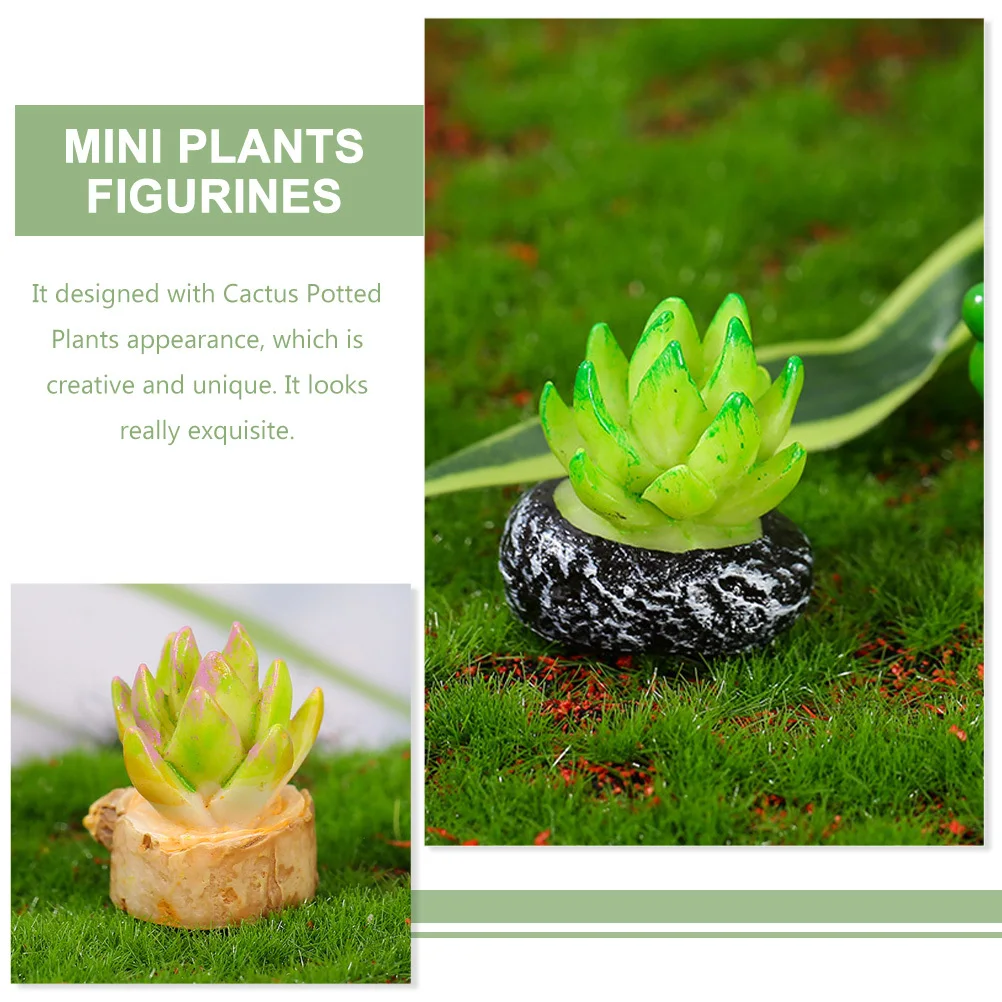 

12Pcs Resin Mini Cactus Crafts Moss Micro Landscape Ornaments Miniature Plants Home Office Car Tabletop Decoration