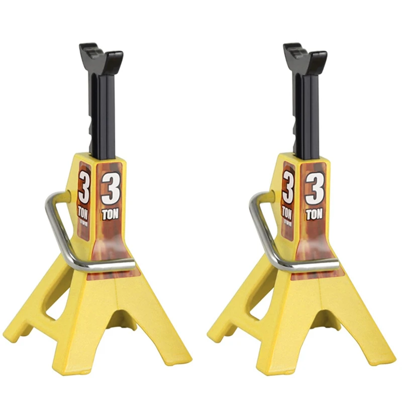 2X 3 Ton Scale Jack Model Axle Stand Lift Toys Heavy Duty Support Vehicle Floor Ratchet For TRX4 D90 CC01 RC Yellow