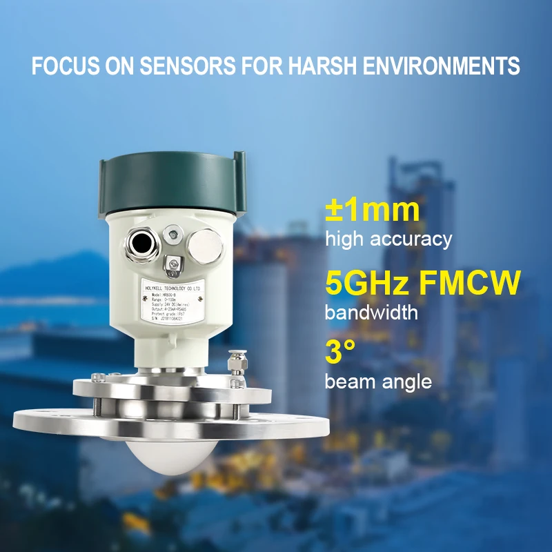 

Промышленный датчик уровня воды Holykell с направленной волной 80 ГГц для химического резервуара