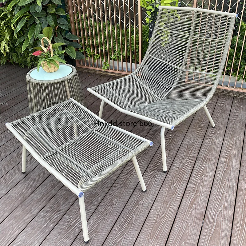 Reclining chair garden rattan leisure table and chair rattan chair three-piece balcony courtyard