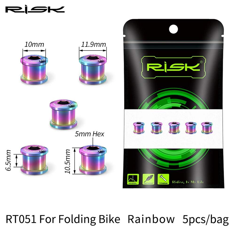 RISK Titanium Alloy Crankset Chainring Bolts And Nuts for MTB Road BMX Fixed Gear Track Bicycle Single Double Disc GR5 TC4