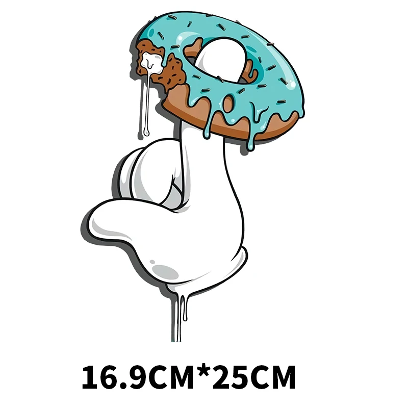 Fashion Donut Gesture Heat Transfer Cool Funny Patch Applique WashableHot Thermal Sticker Wholesale Badge Iron On T-shirt Decor