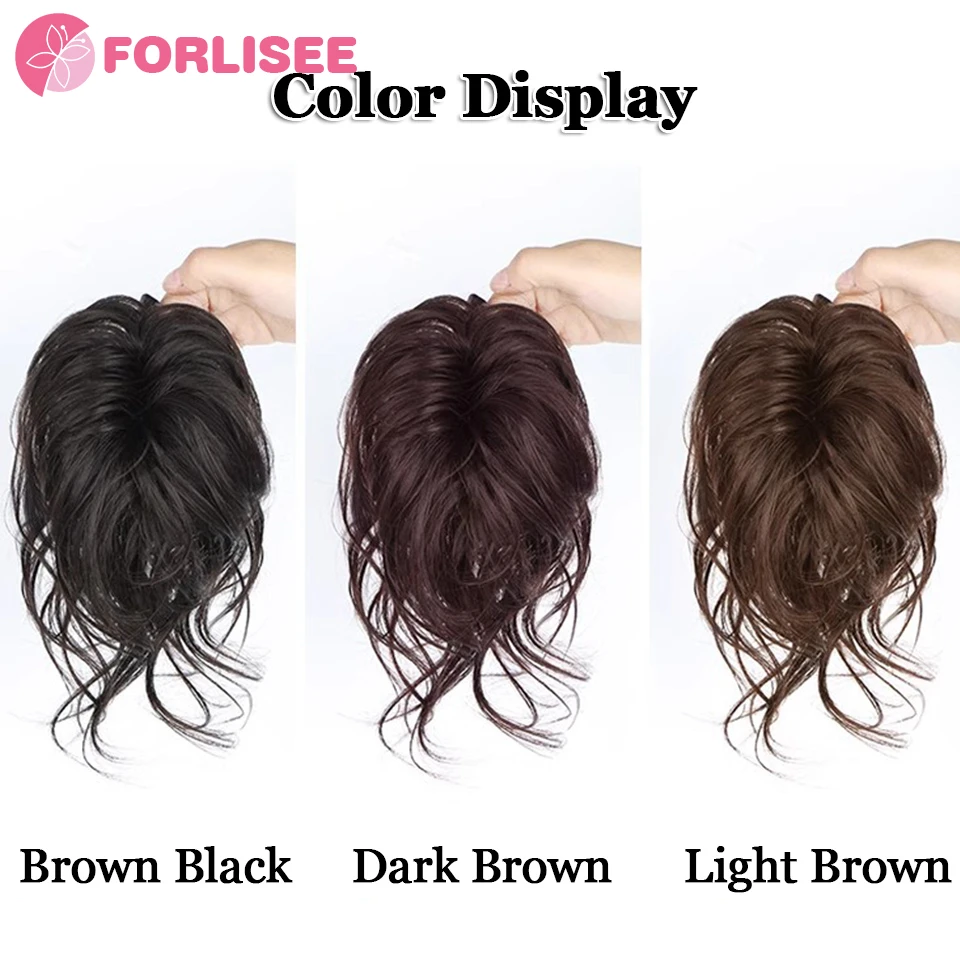 หางม้าสังเคราะห์แบบสั้นเป็นลอน พร้อมริบบิ้นผูกแบบดึง  ต่อผมปลอมแบบธรรมชาติสำหรับผู้หญิง