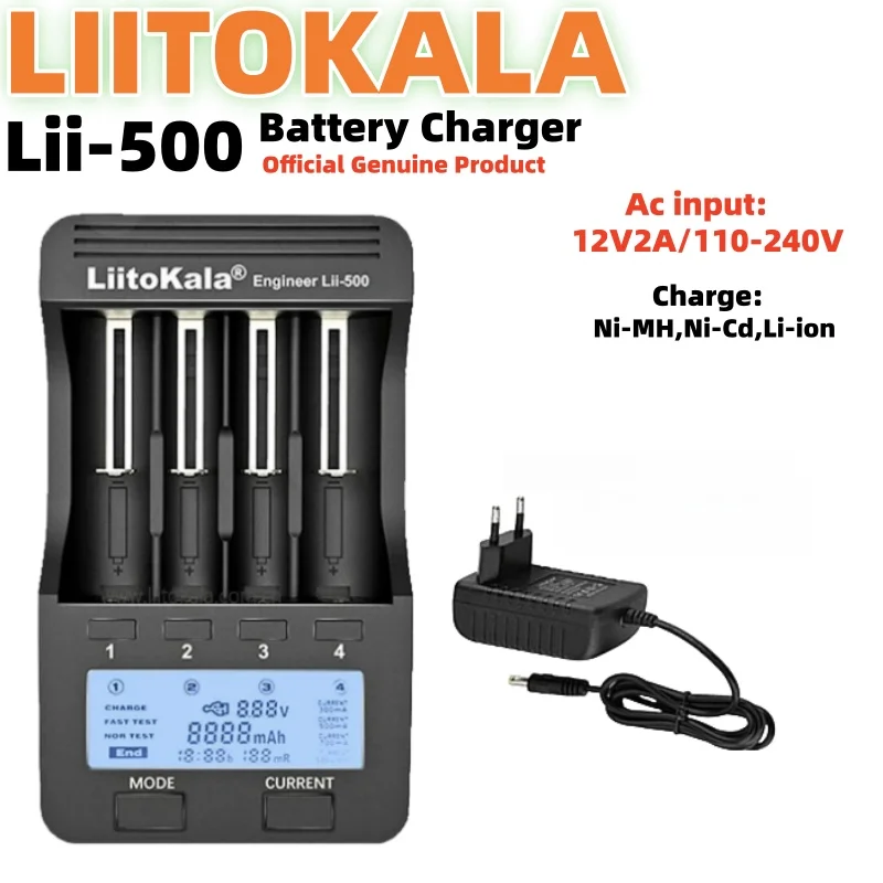 LiitoKala Lii-500Lii-M4 Lii-M4S Зарядное устройство для литиевой батареи с ЖК-дисплеем, подходит для 3,7 В 18650 18500 16340 10440 14500 26650 1,2 В AA AAA NiMH