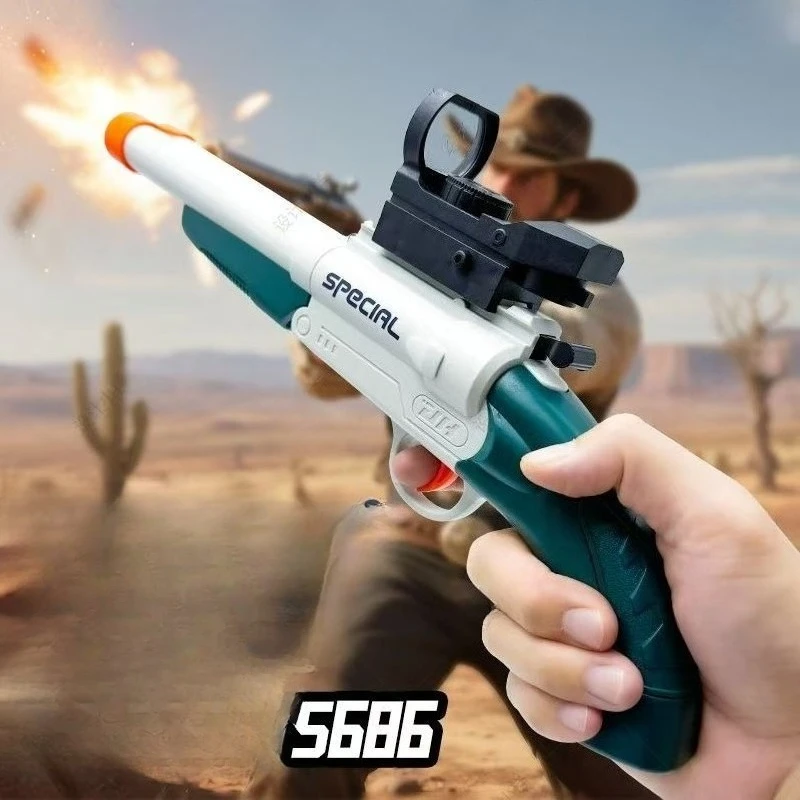 S686 더블 배럴 소총 장난감 에어소프트 런처 듀얼 소프트 총알 야외 스포츠 게임 샷건 무기 어린이 선물