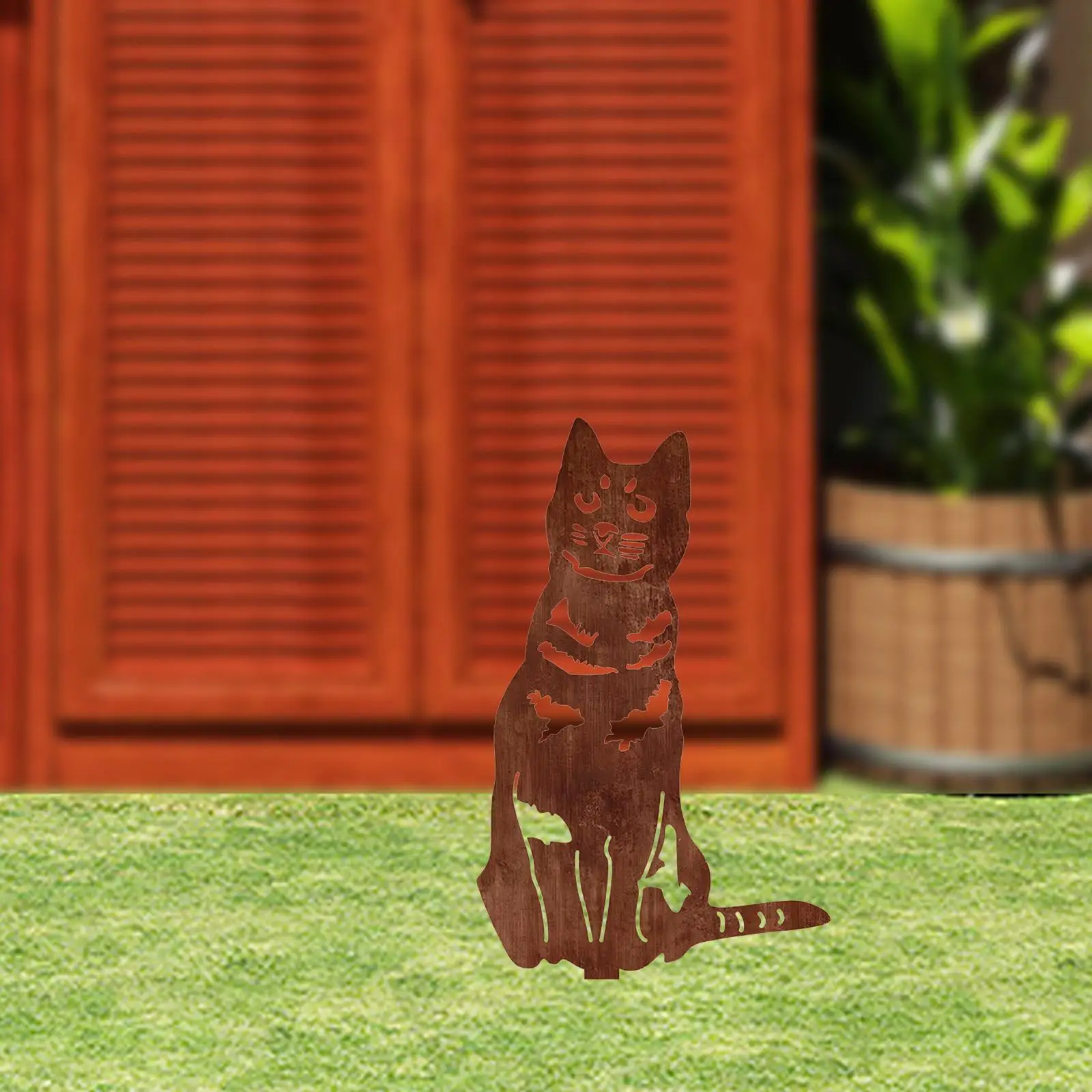 

Cat Garden Decor Stake Iron Cat Decor Ornament for Backyard Pathway Outdoor