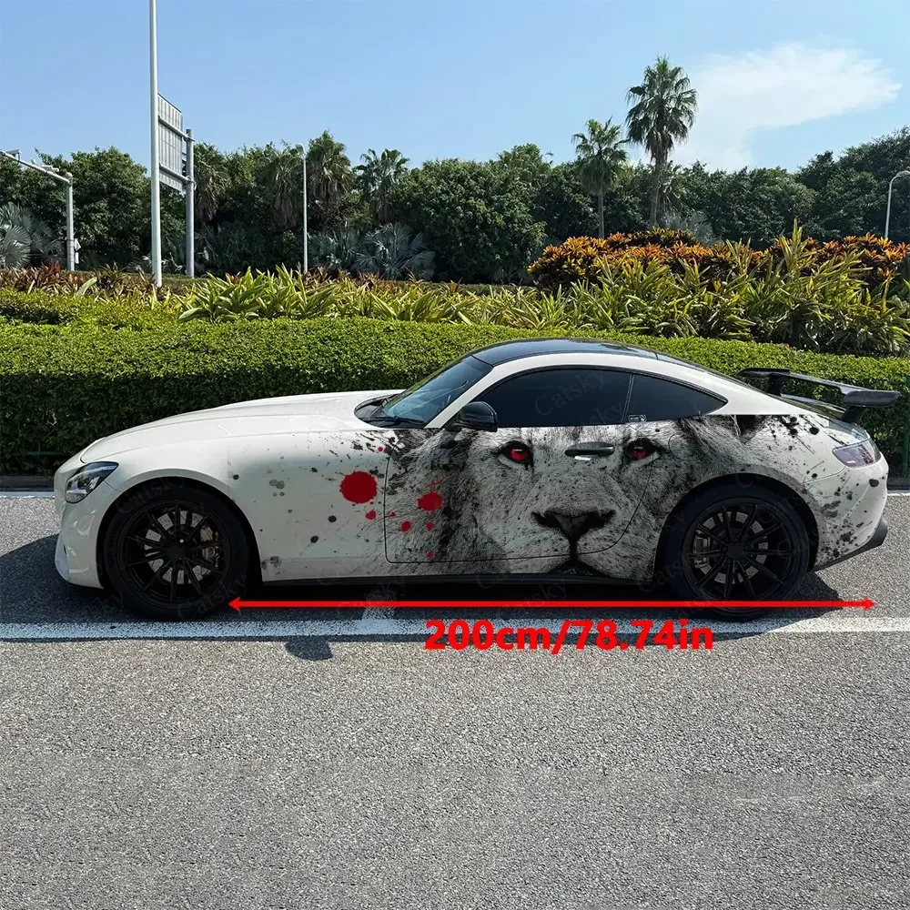 2pcs Lion King Splatter Wild Realm, Durable, Fade-resistant, Enhance Vehicle Aesthetics With Bold Artistic Design Car Vinyl Wrap