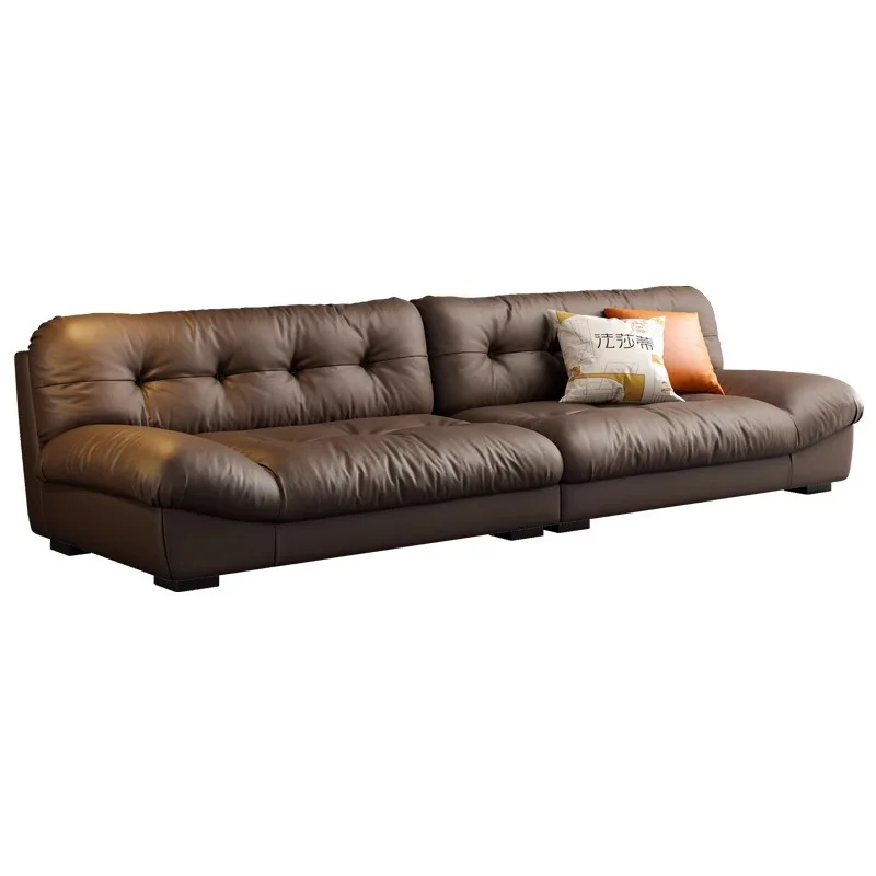 

Italian minimalist living room leather sofa