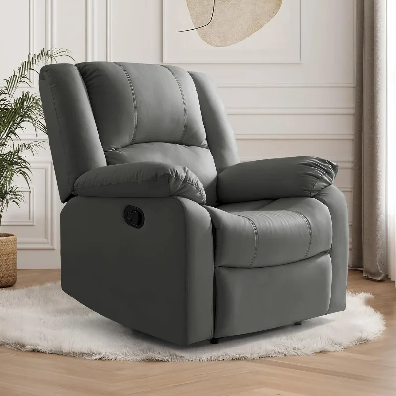 PU Leather Recliner Chairs for Adults, Lazy Boy Recliner Chairs for Bedroom, Fluffy Arm Chair with High-Density Sponge Cushion