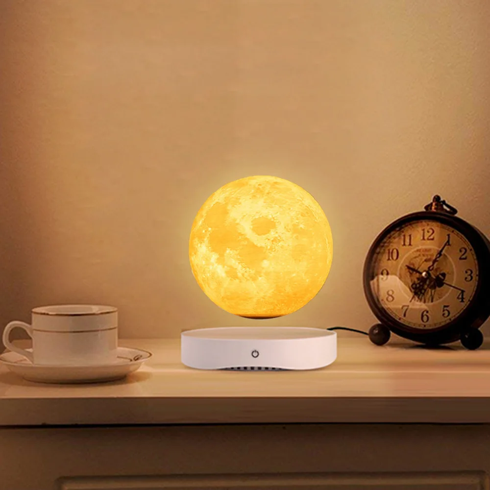 Levitating Luna Maglev Moon Lamp Night Light Mirror Base 3D Printing Moon 18cm 3 Colors Great Gift for Christmas Birthday