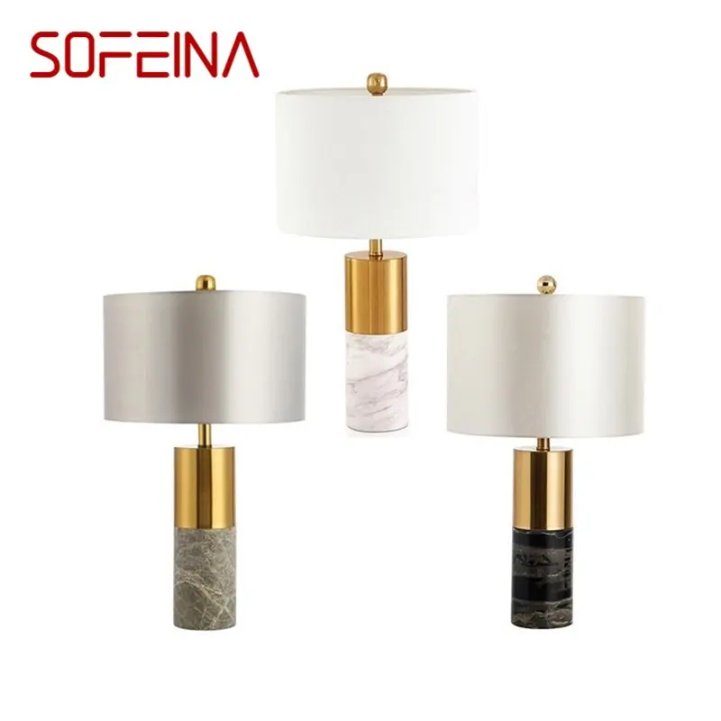 

SOFEINA Modern Table Lamp Marble Bedside LED Desk Light Luxury Creative Decorative for Home Bedroom Living Room Office Hotel