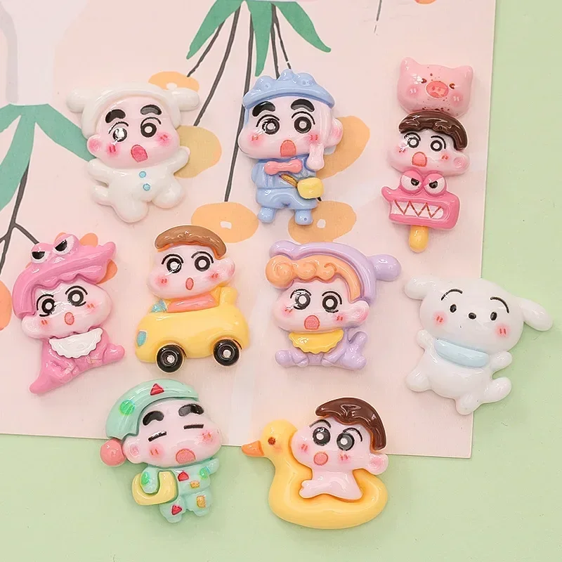 5pcs Cartoon Crayon Shin-chan Flatback Resin Charms Crafts Embellishments Diy Cabochons Decoration Accessories