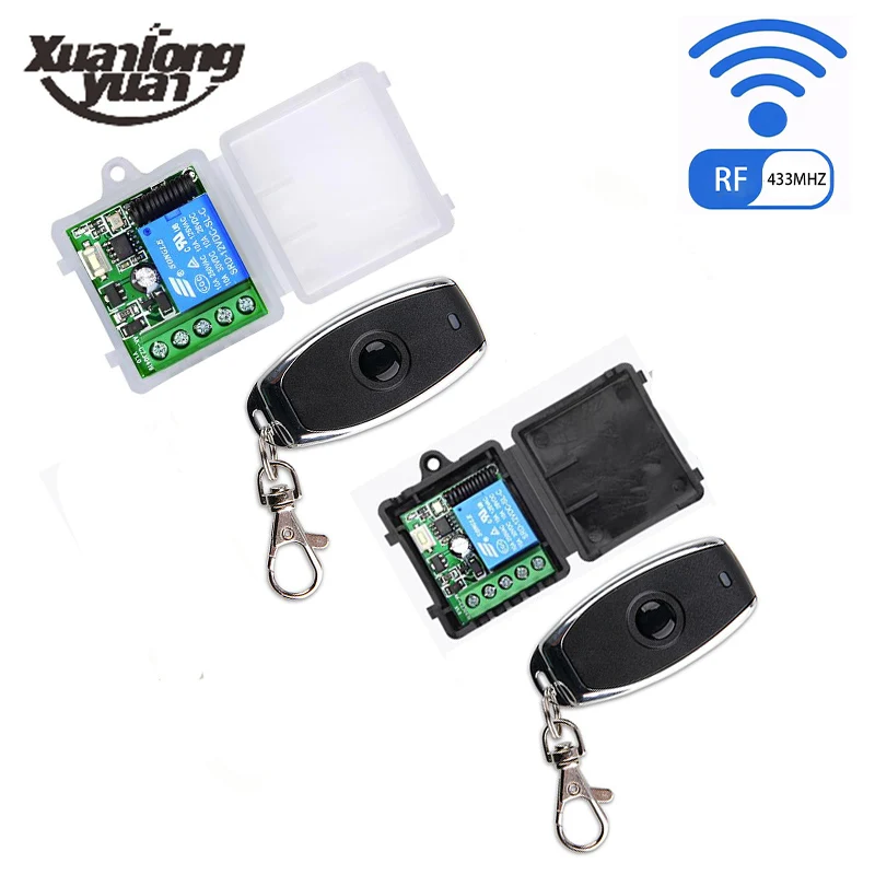 

Универсальный беспроводной пульт дистанционного управления, 12 В постоянного тока, 1 канал, 10 А, релейный модуль приемника, радиочастотный передатчик, 433 МГц, пульты дистанционного управления для умного дома
