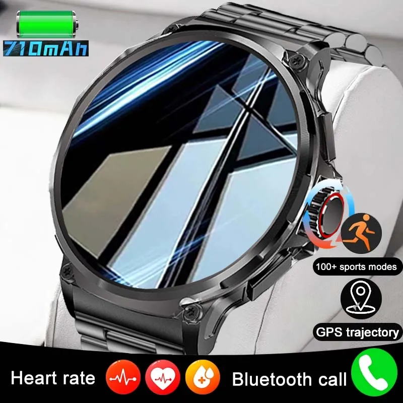 2024 New For Huawei Xiaomi Men GPS Track Smart Watch 1.85 Inch Ultra HD AMOLED Screen 710 Mah Battery Bluetooth Call Smartwatch