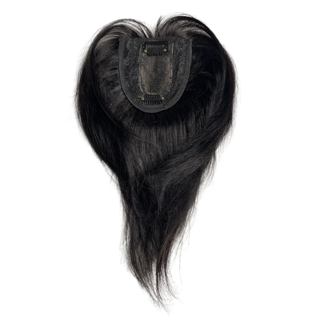 Adornos de cabello Natural para mujer, flequillo con clip, Base de encaje y Pu, postizos humanos, parte media, solución perfecta para adelgazar el cabello