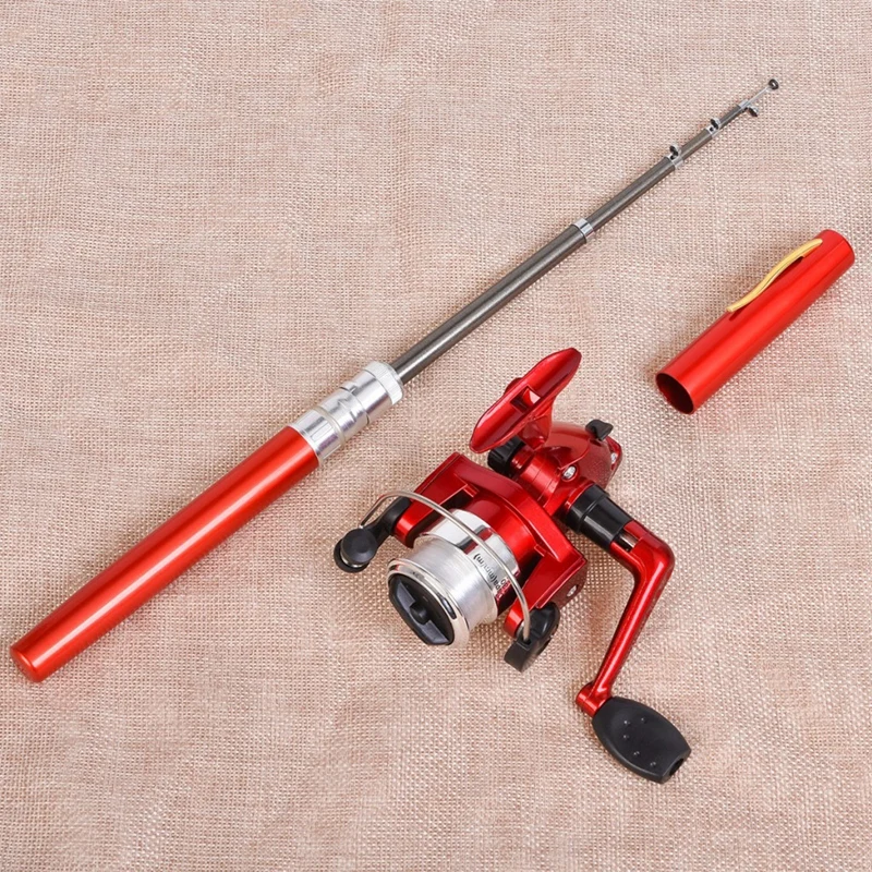 1 Set Telescopic Mini Portable Pocket Pen Casting Fishing Rod Carbon Reel Aluminum Alloy Spinning Ultralight Feeder Fish Pole