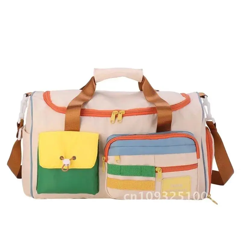 

Color Blocking Crossbody Sports and Fitness Bag Large Travel for Fashionable Short Totes Capacity Hand Travel Bag Trips Luggage