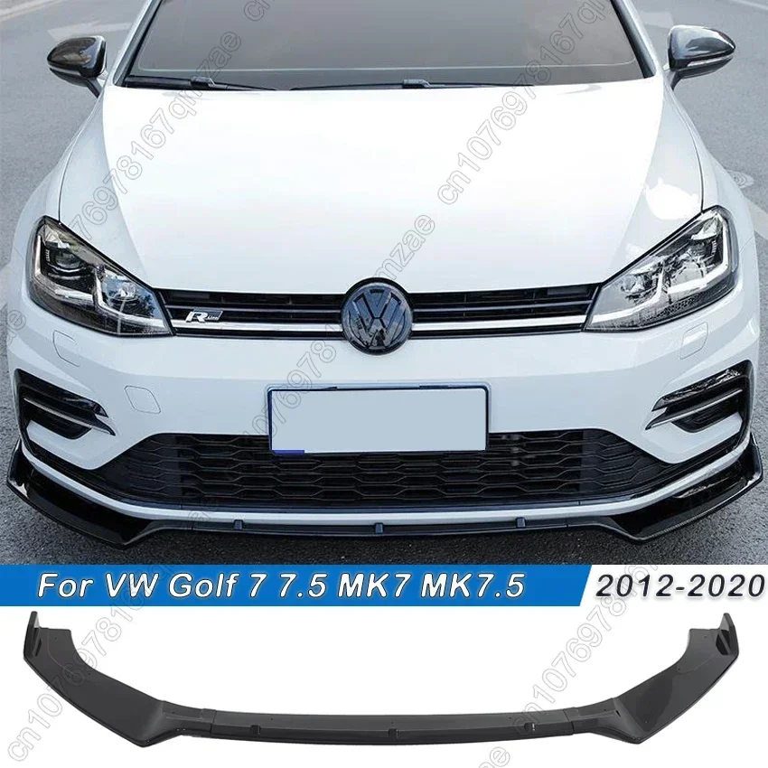 For VW Golf 7 7.5 MK7 MK7.5 GTI GTD R R-Line 2012-2020 Car Front Bumper Splitter Lip Spoiler Body Kit For Volkswagen Gloss Black