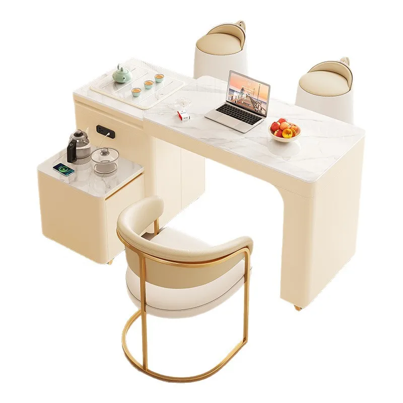 

Двойной чайный столик, выдвижной вращающийся кремовый маленький чайный столик с ветровой каменной плитой