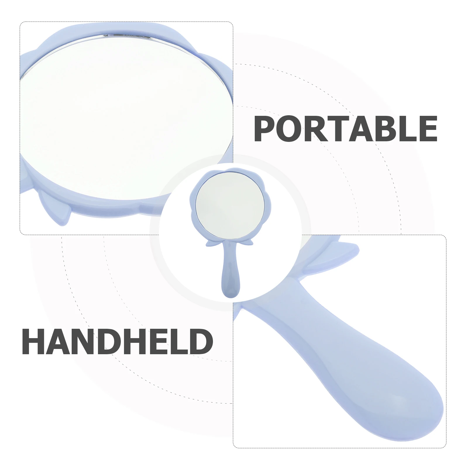 5Pcs Makeup Mirror Rose Flower Design Large Handheld Portable Travel Essential Vanity Mirror for Purse