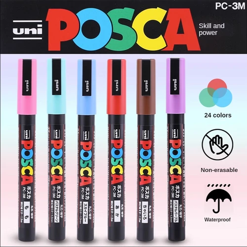 POSCA 마커 펜 PC-3M POP 포스터 광고 미술 용품, 사무실 학생 그림 애니메이션, 손으로 그린 문구 그래피티 