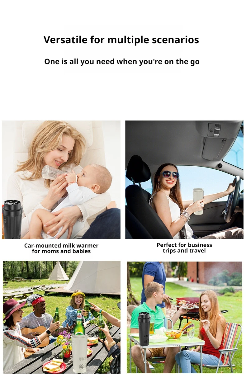Smart Portable 12V Car Heating And Cooling Cup One Button Control 304 Stainless Steel Travel Coffee Mug Vehicle Drink Warmer