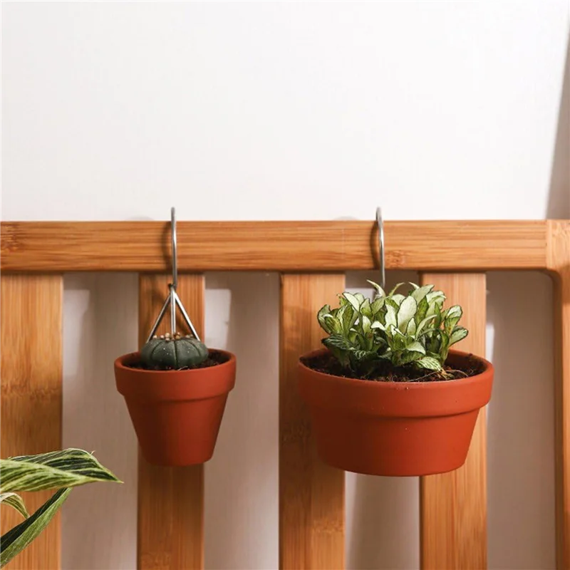 

【MEET】12PCS Terracotta Pots Hangers Flower Pot Hanger Hook Plant Hangers Metal Plant Wall Hanger For Garden Plants Silver