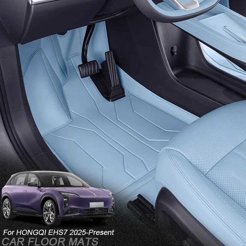 Personalizado nappa couro anti-deslizamento pé do carro proteger esteira auto luxo à prova dwaterproof água almofada acessório para hongqi ohs7 2025-presente