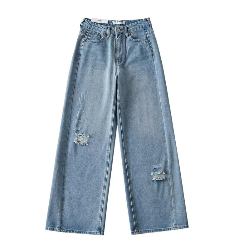 

Ele Утягивающие широкие джинсы длиной до пола со средней талией, женские модные осенне-зимние джинсовые брюки, универсальные женские высококачественные...