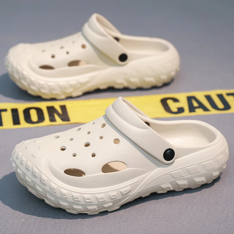 

Сандалии мужские летние на толстой подошве, модные босоножки для сада, воды, бассейна, нескользящие спортивные, черные