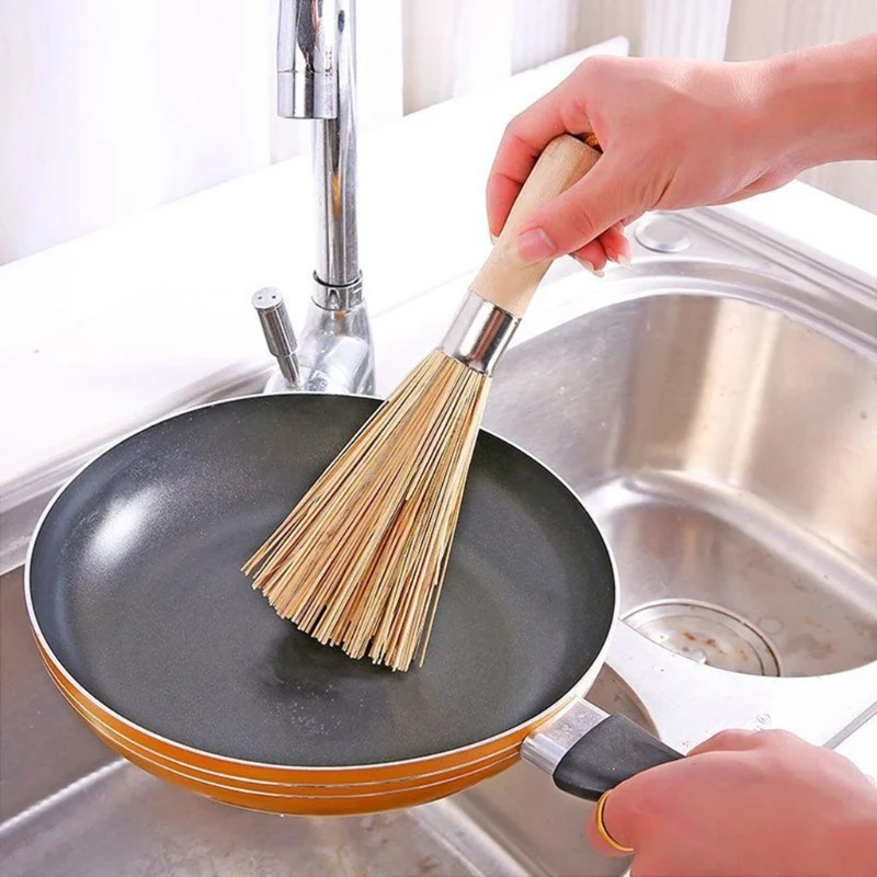 Kitchen Brush Bamboo Non-stick Oil Brush Dishes Brush Strong Detergency 25x3cm