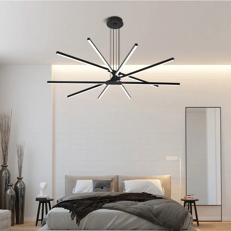 LED Chandelier Creative Hanging Light Dimmable Linear Ceiling Lighting DIY Adjustable Height for Kitchen Island Living Room Deco