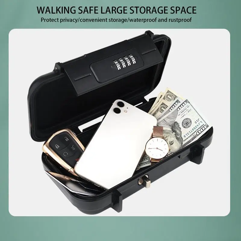 Beach Lock Box 4-digit Password Travel Safe Storage Cabinet Small Items Water-Resistant Detachable Chain Anti-theft Cabinet
