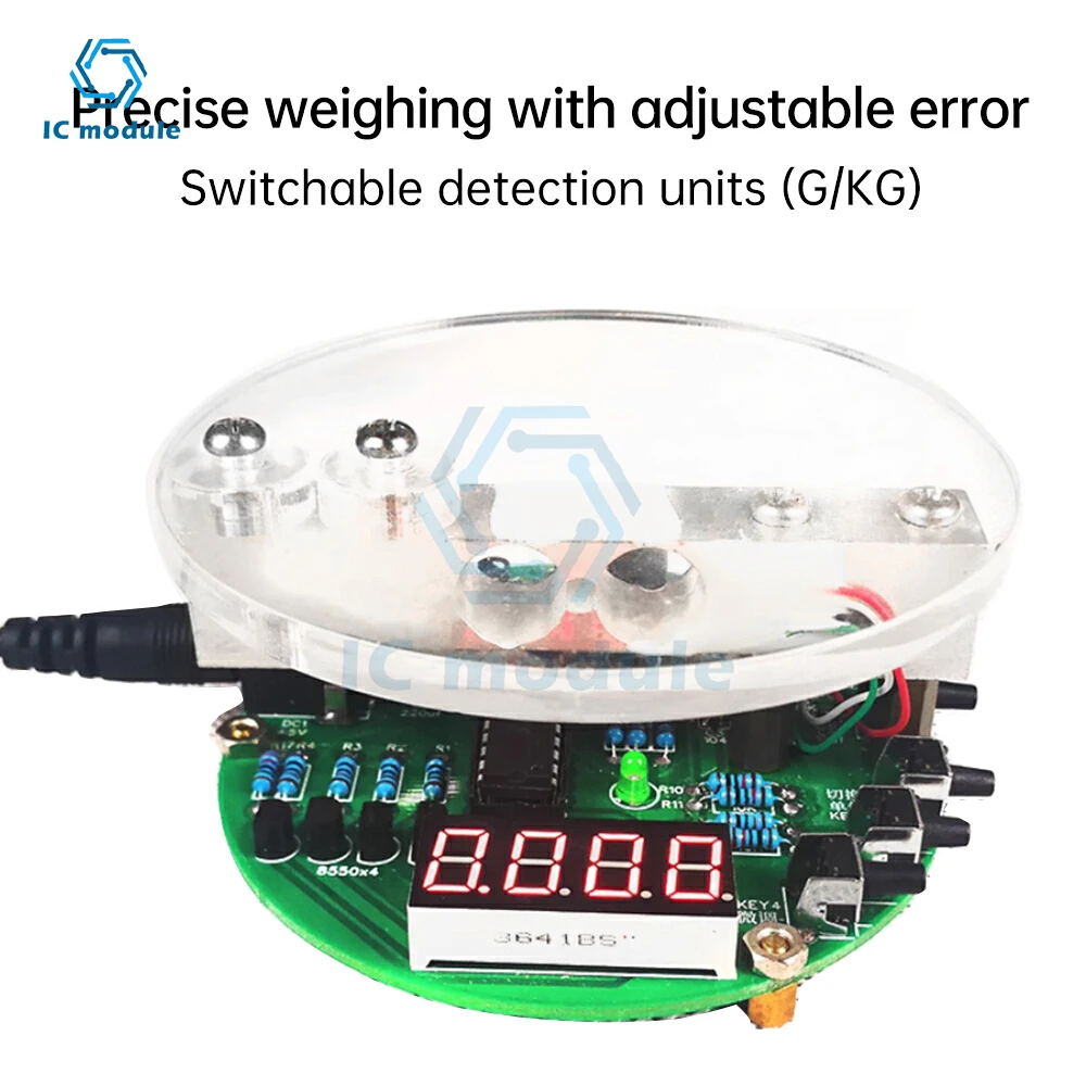 Kit de bricolaje báscula electrónica 51 microcontrolador Kit de práctica de soldadura DC5V tubo Digital Circular HX711 Kit de báscula electrónica hecha a sí misma