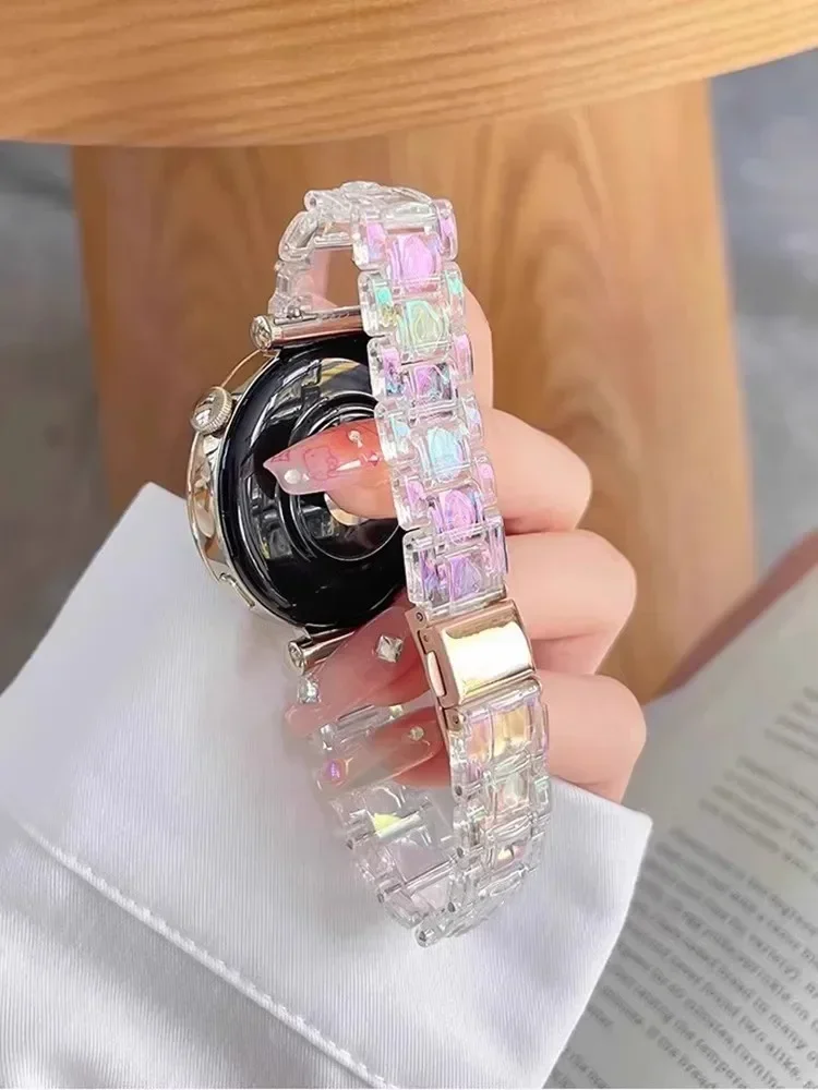 Cinturino trasparente da 20mm 22mm per Samsung Galaxy Watch 6 5 4 Classic 47/43/40/44/42/46mm cinturino laser sottile abbagliante orologio attivo 2