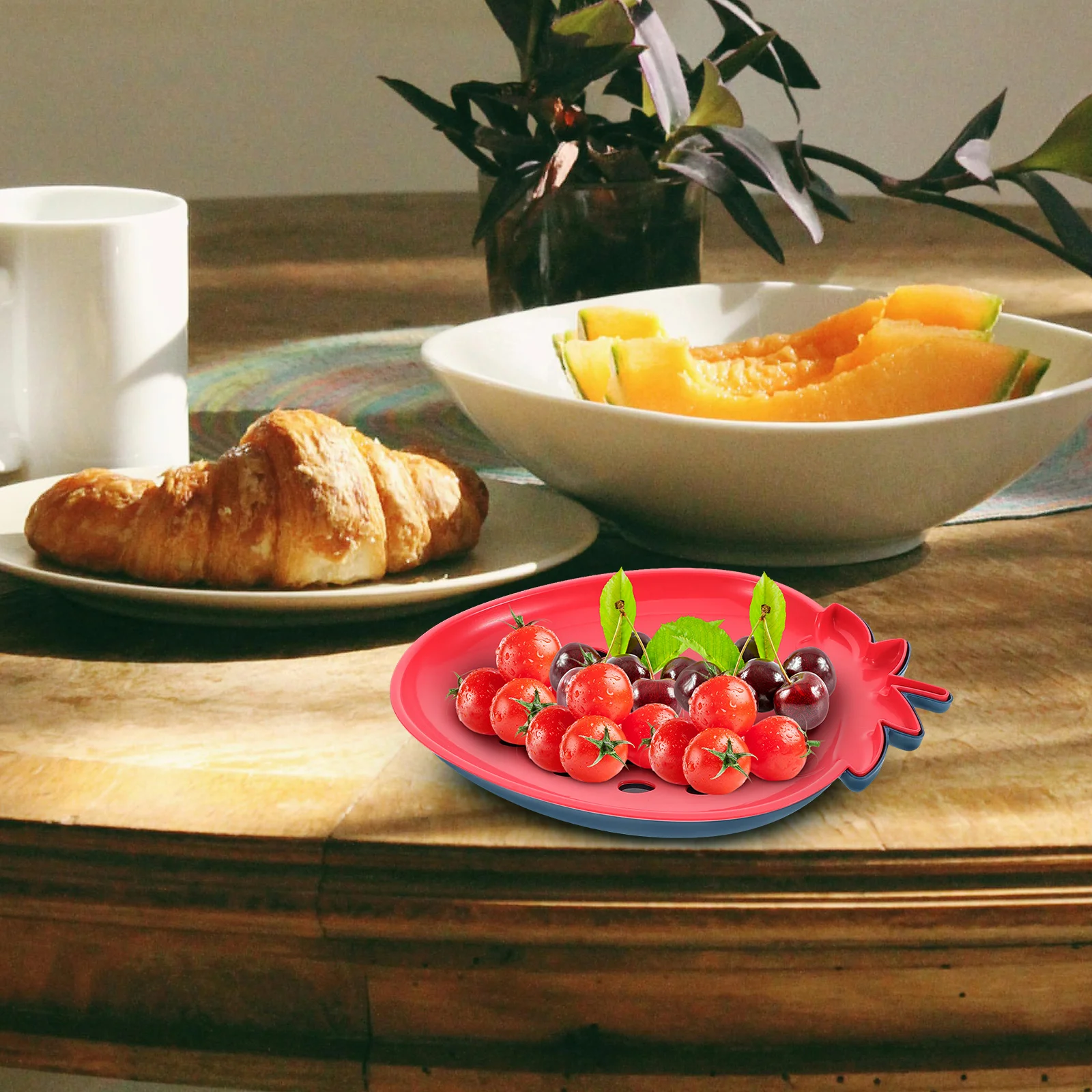 

Drain Fruit Tray Food Strainer Cute Serving Washing Basket and Vegetables Bowl Drainer Snack Plate