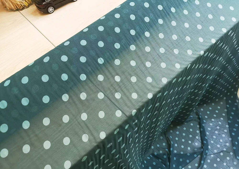 1 meter X 1.35 meter 100% Natural Silk Georgette Chiffon Fabric Polka Dots Deep Green