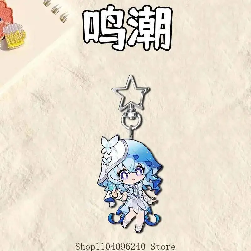 أنيمي لعبة Wuthering موجات أنيمي تأثيري الاكريليك المدرسية مفتاح سلسلة قلادة سلاسل المفاتيح لعبة على ظهره