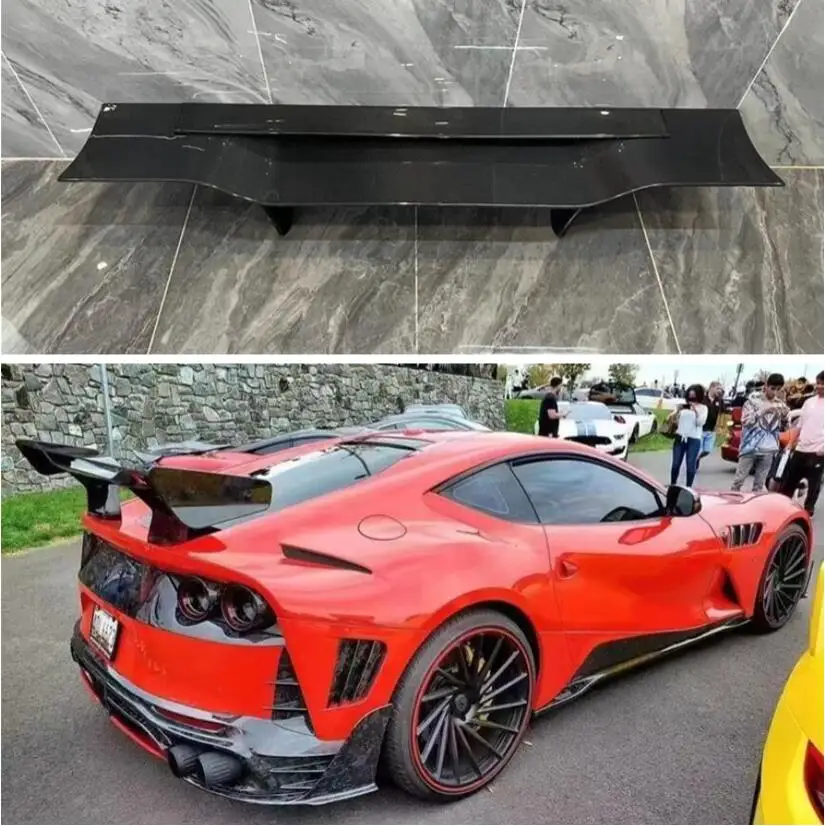 

REAL CARBON FIBER REAR WING TRUNK LIP TAIL WITH FLAP SPOILER FOR Ferrari 812 2017 2018 2019 2020 2021 2022 GT MO STYLE