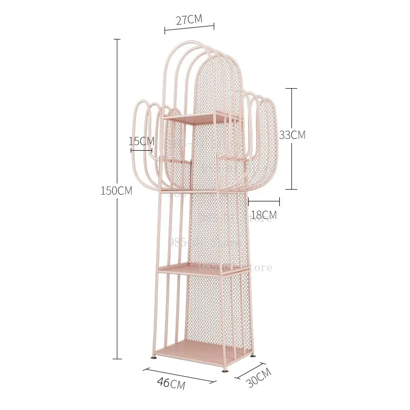 

Iron Art Cactus Shaped Storage Rack Floor Standing Living Room Book Shelf