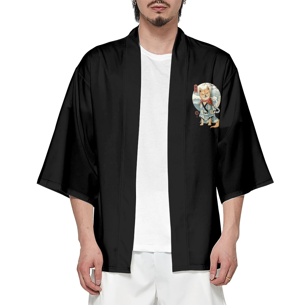 Plus Size 4XL 5XL 6XL Summer Japanese Shiba Inu Print Kimono Streetwear Cardigan Women Men Oversized Haori Top Yukata