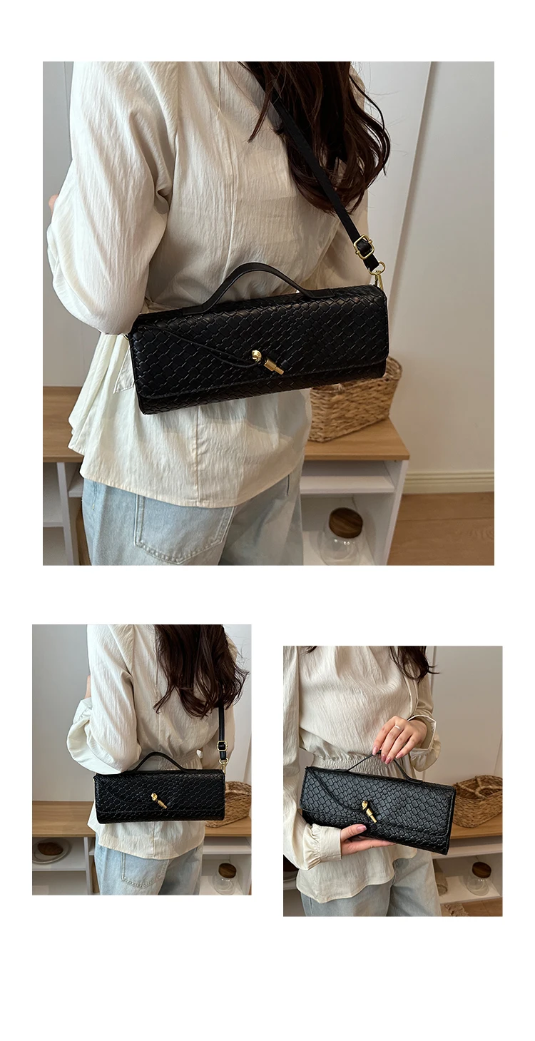 Bolso de Hombro Elegante con Textura Tejida, Estilo , Bolso de Mano para Cena, Bolso Cruzado para Mujer, Estilo Casua...