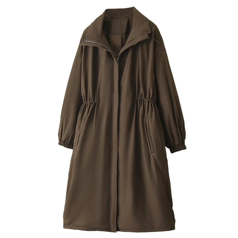 Plus Size Vrouwen Winter Donsjas Losse Dikker 50% Witte Ganzendons Jas Casual X-lange Gewassen Katoenen Trenchcoat 2785