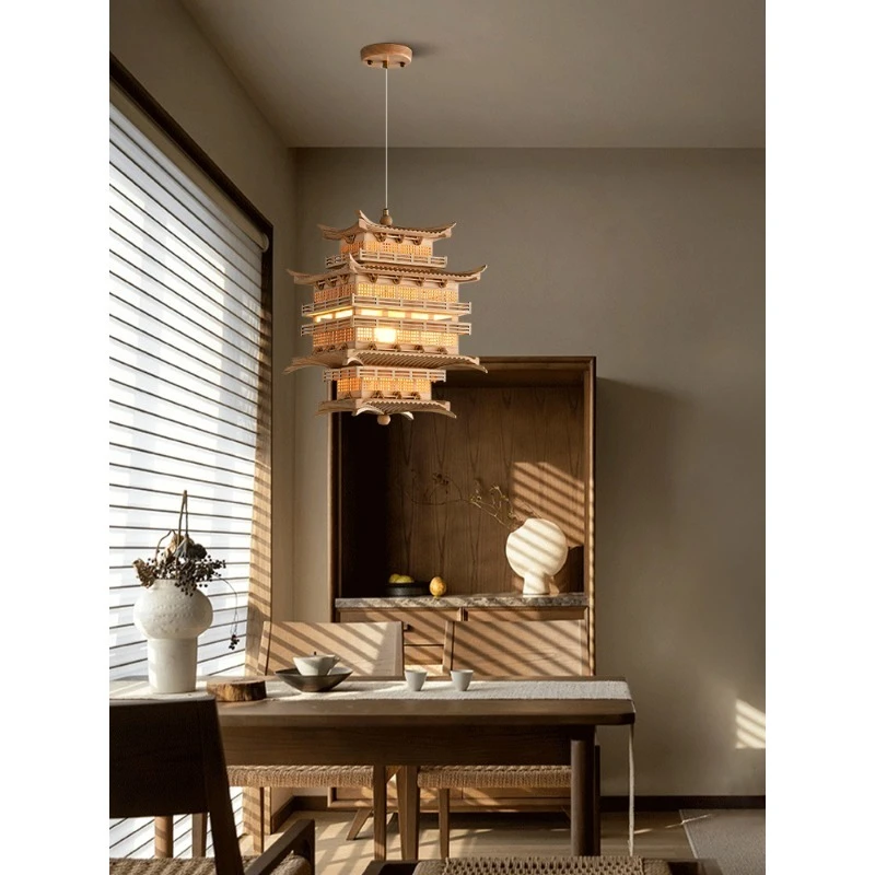 [Pavilion] new Chinese antique building chandelier zen Chinese style wood carving palace style aisle decorative ornament